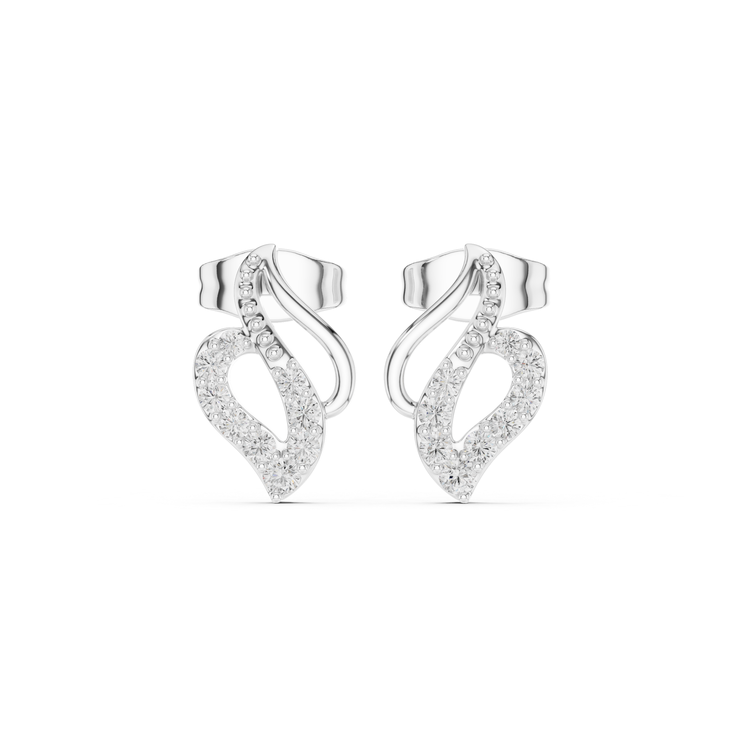 Gold Micro Prong Abstract Heart Design Round Lab Grown Diamond Noryx Earring