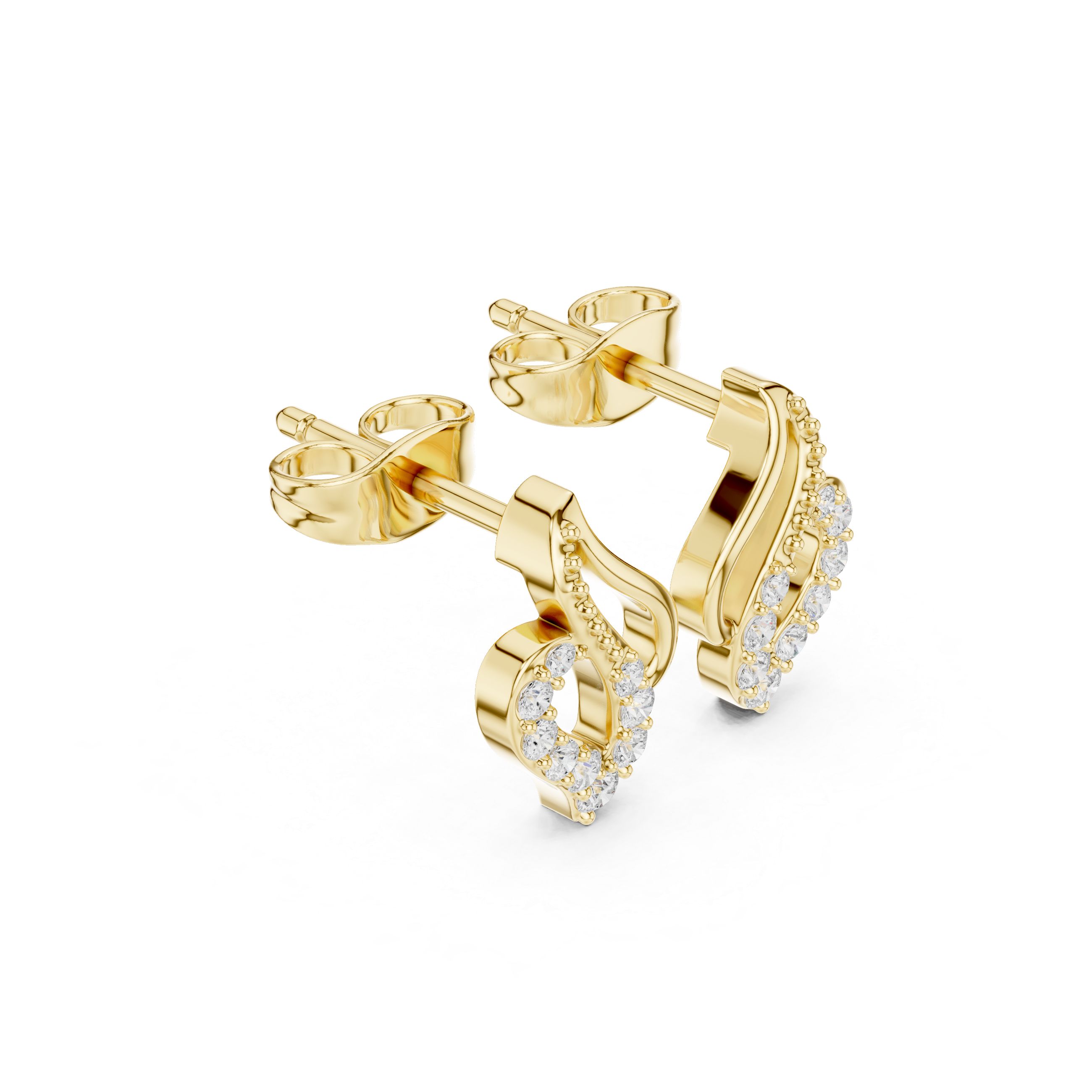 Gold Micro Prong Abstract Heart Design Round Lab Grown Diamond Noryx Earring