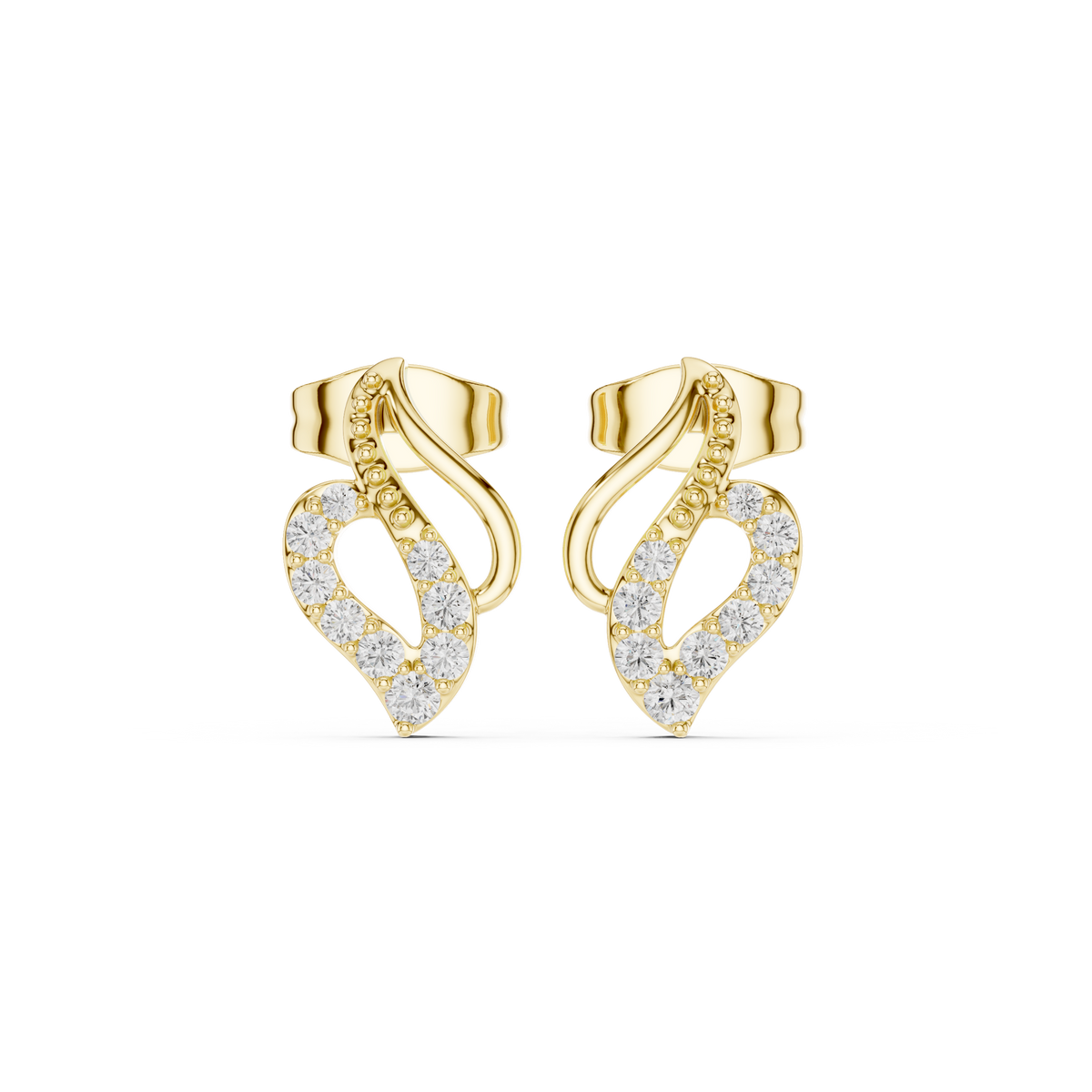 Gold Micro Prong Abstract Heart Design Round Lab Grown Diamond Noryx Earring