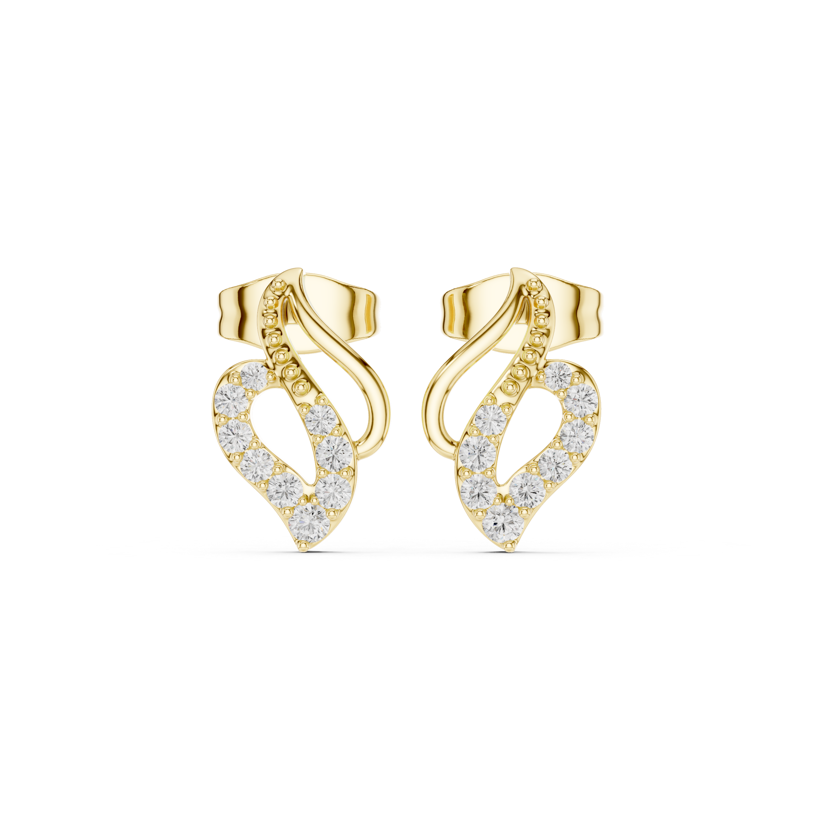Gold Micro Prong Abstract Heart Design Round Lab Grown Diamond Noryx Earring