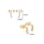 Gold Petal Linear Drop Design Round Lab Grown Diamond Qyren Earring