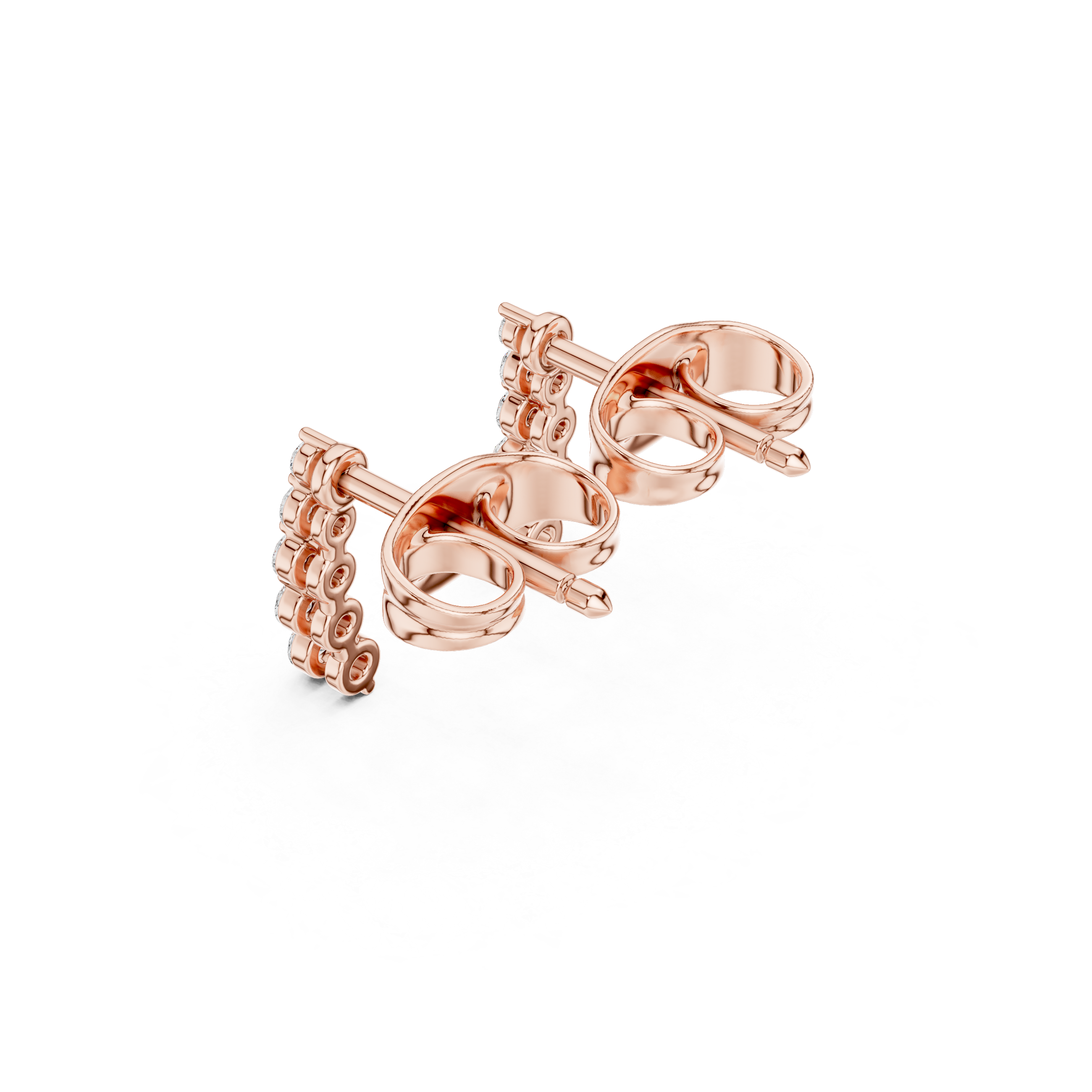 Gold Petal Linear Drop Design Round Lab Grown Diamond Qyren Earring