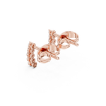 Gold Petal Linear Drop Design Round Lab Grown Diamond Qyren Earring