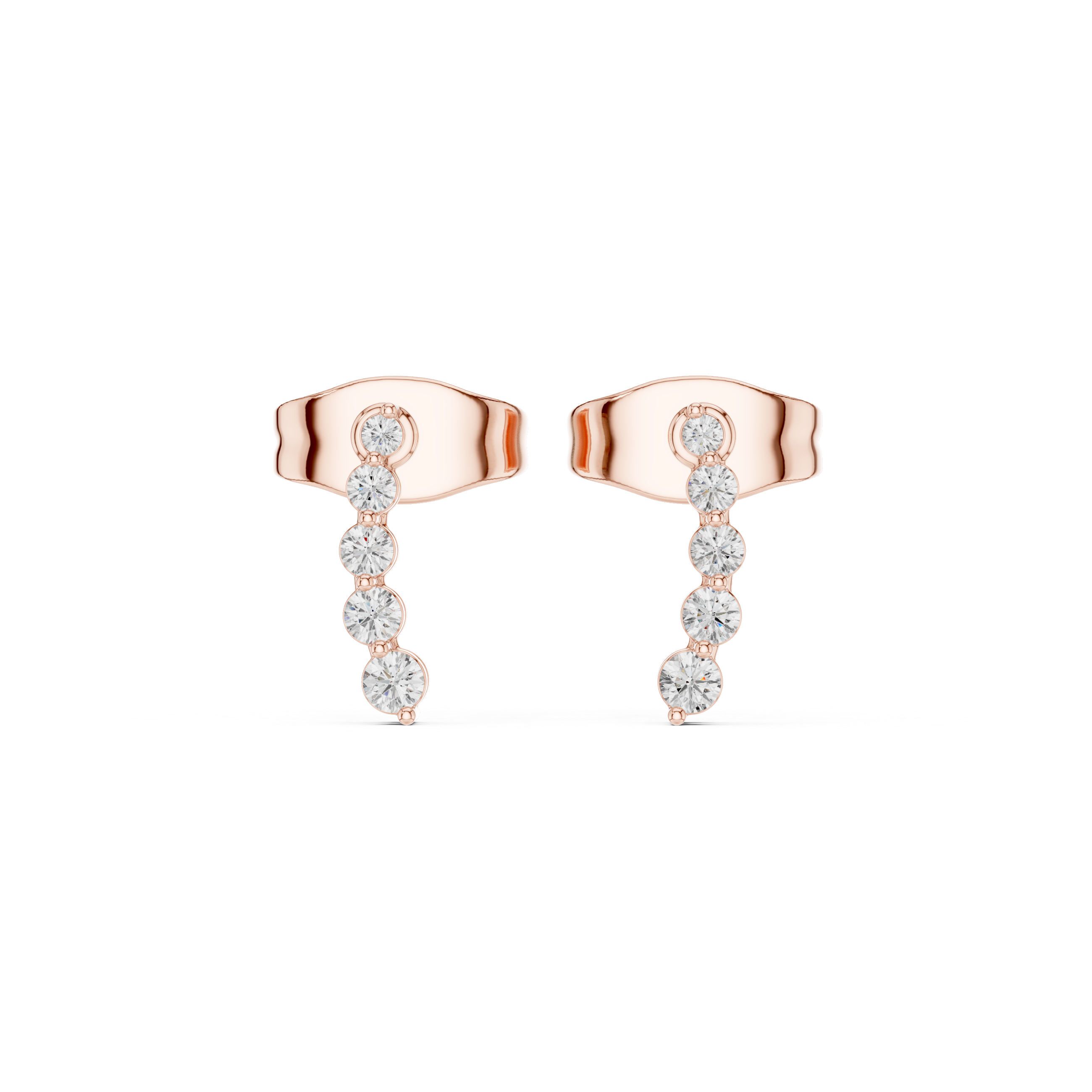 Gold Petal Linear Drop Design Round Lab Grown Diamond Qyren Earring