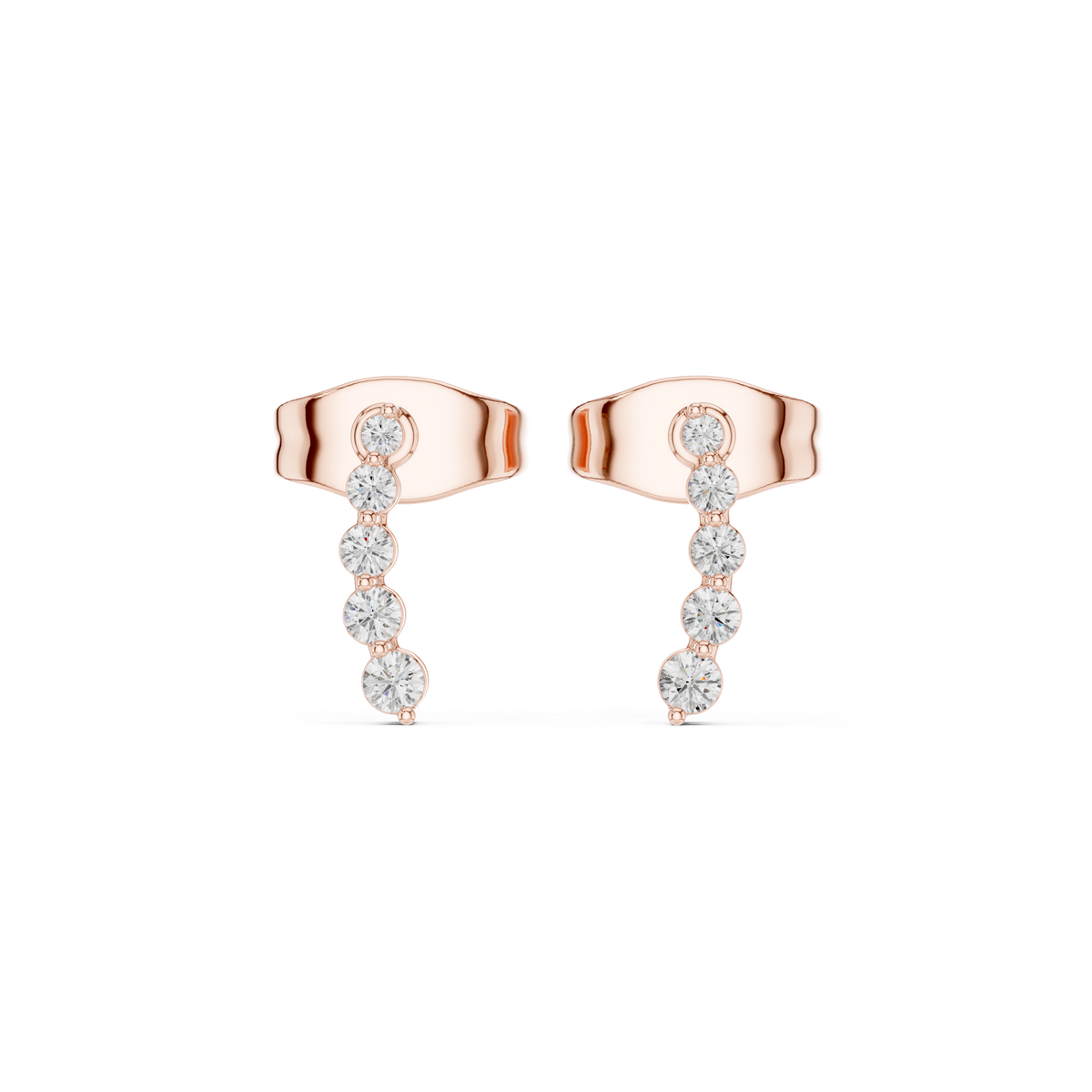 Gold Petal Linear Drop Design Round Lab Grown Diamond Qyren Earring