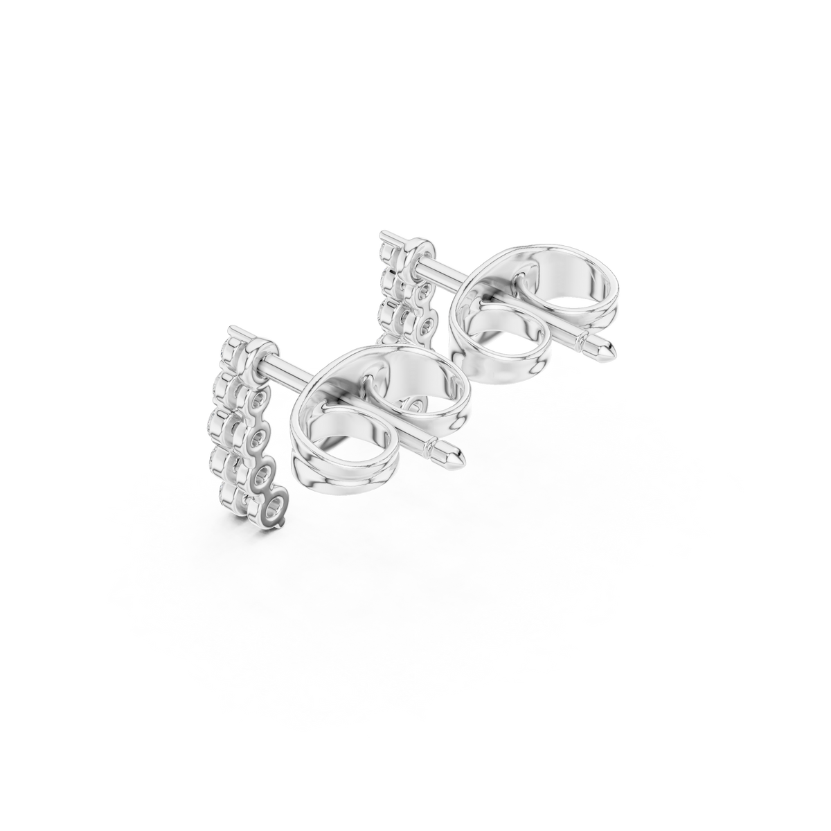 Gold Petal Linear Drop Design Round Lab Grown Diamond Qyren Earring