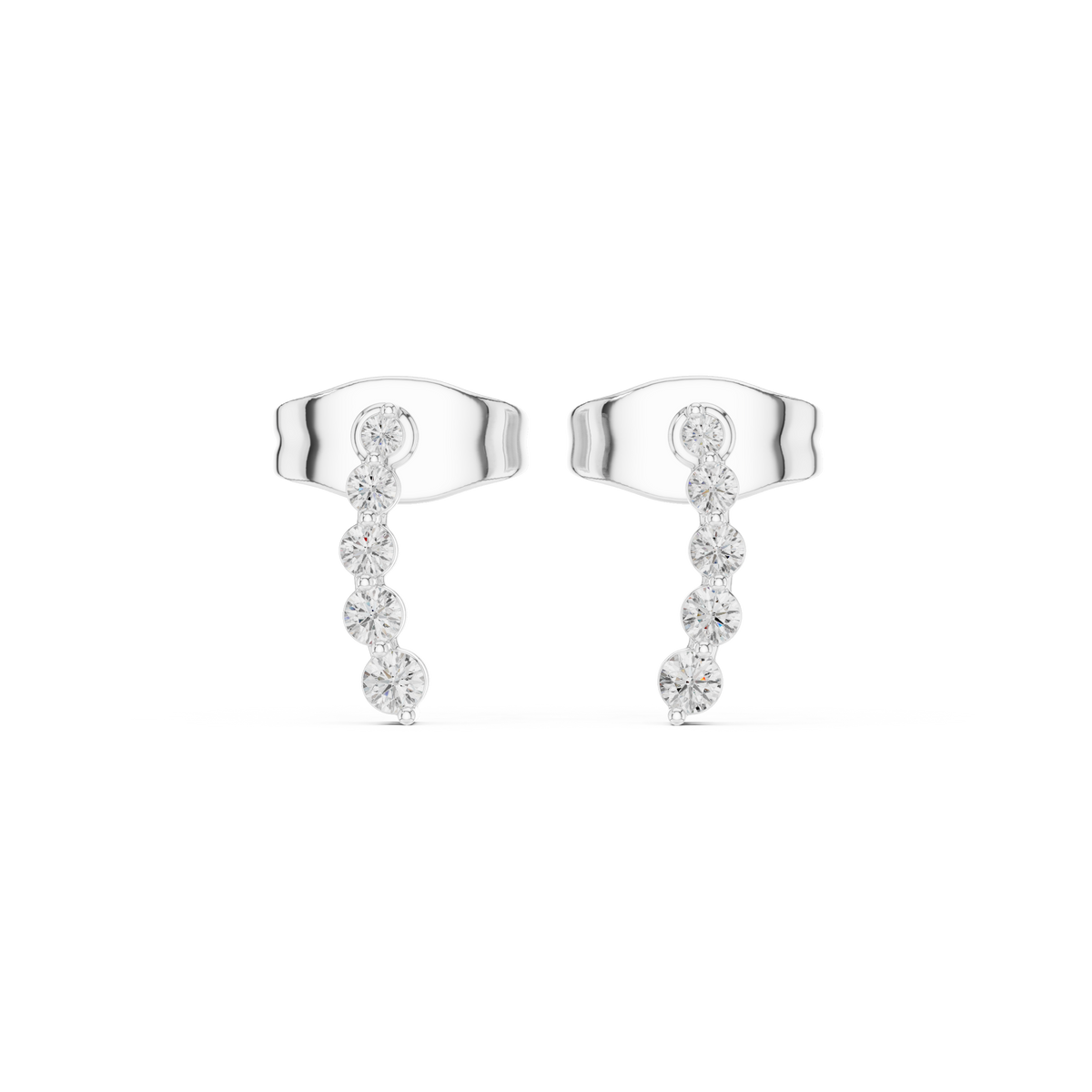 Gold Petal Linear Drop Design Round Lab Grown Diamond Qyren Earring