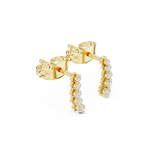 Gold Petal Linear Drop Design Round Lab Grown Diamond Qyren Earring