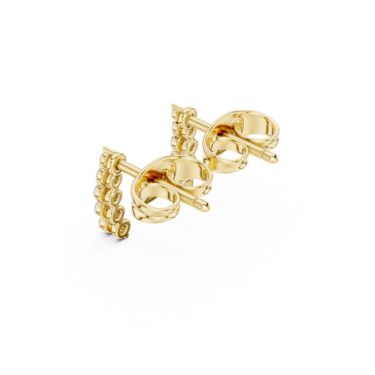 Gold Petal Linear Drop Design Round Lab Grown Diamond Qyren Earring