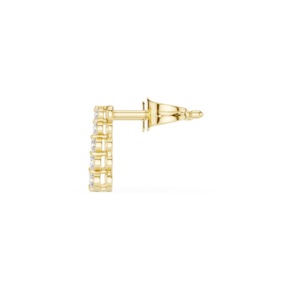 Gold Petal Linear Drop Design Round Lab Grown Diamond Qyren Earring