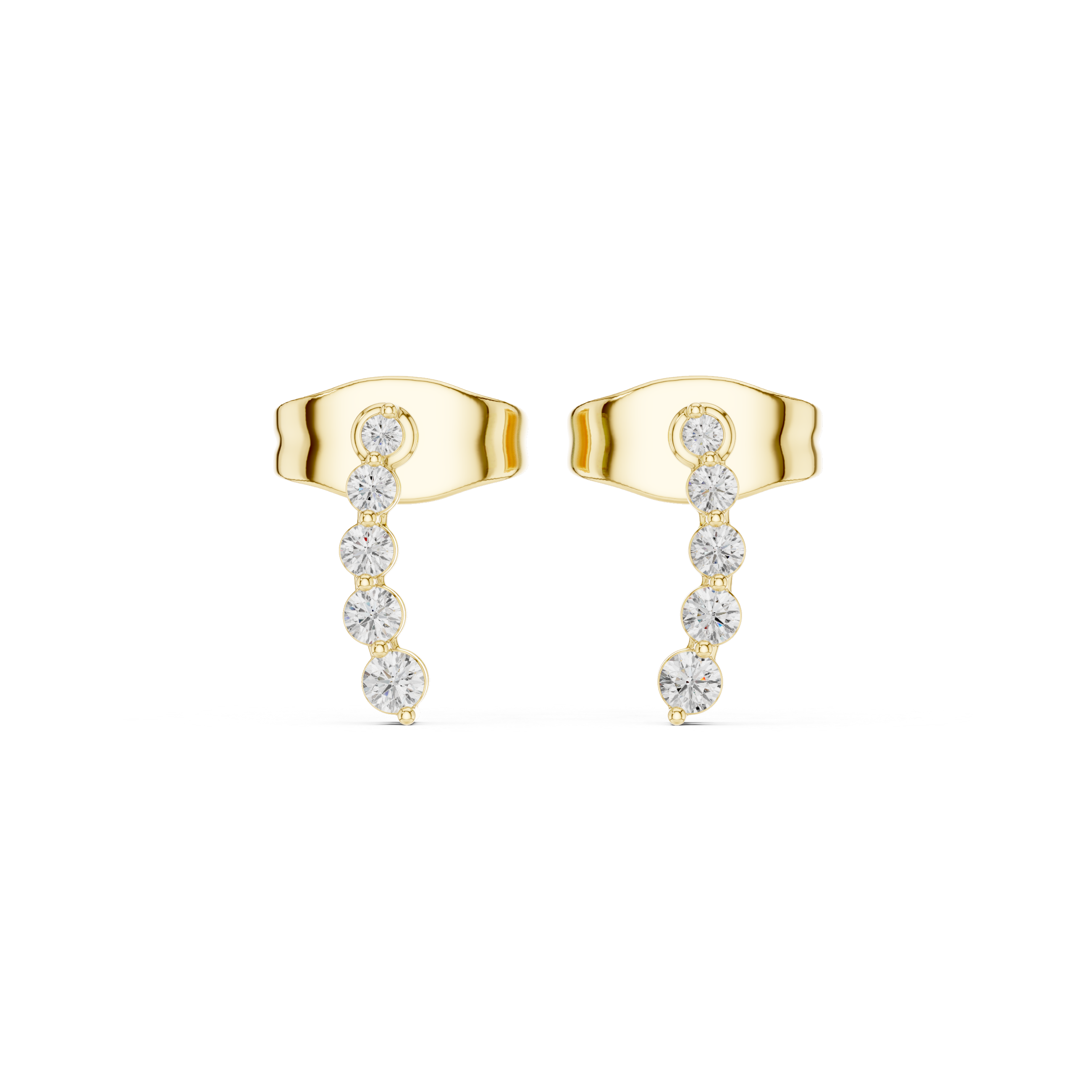 Gold Petal Linear Drop Design Round Lab Grown Diamond Qyren Earring
