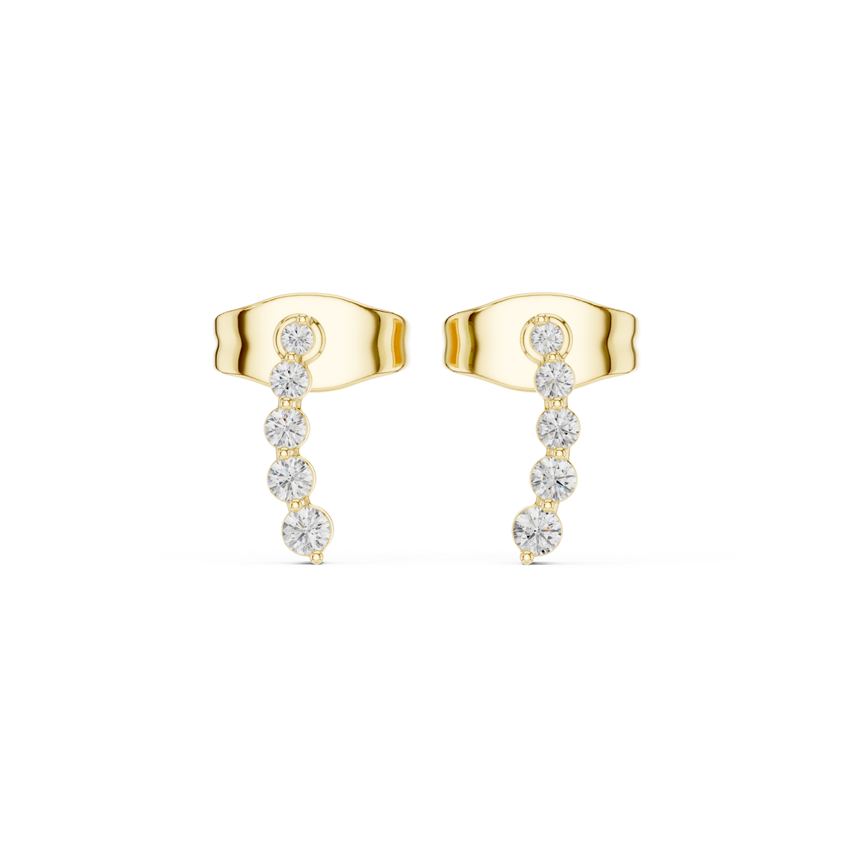 Gold Petal Linear Drop Design Round Lab Grown Diamond Qyren Earring
