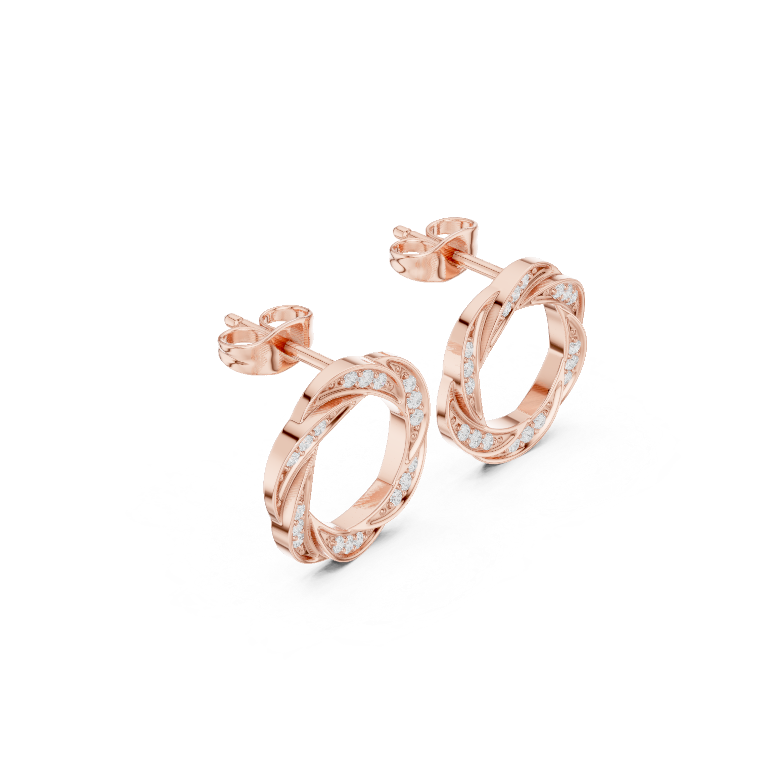 Gold Twisted Halo Round Lab Grown Diamond Lysra Earring