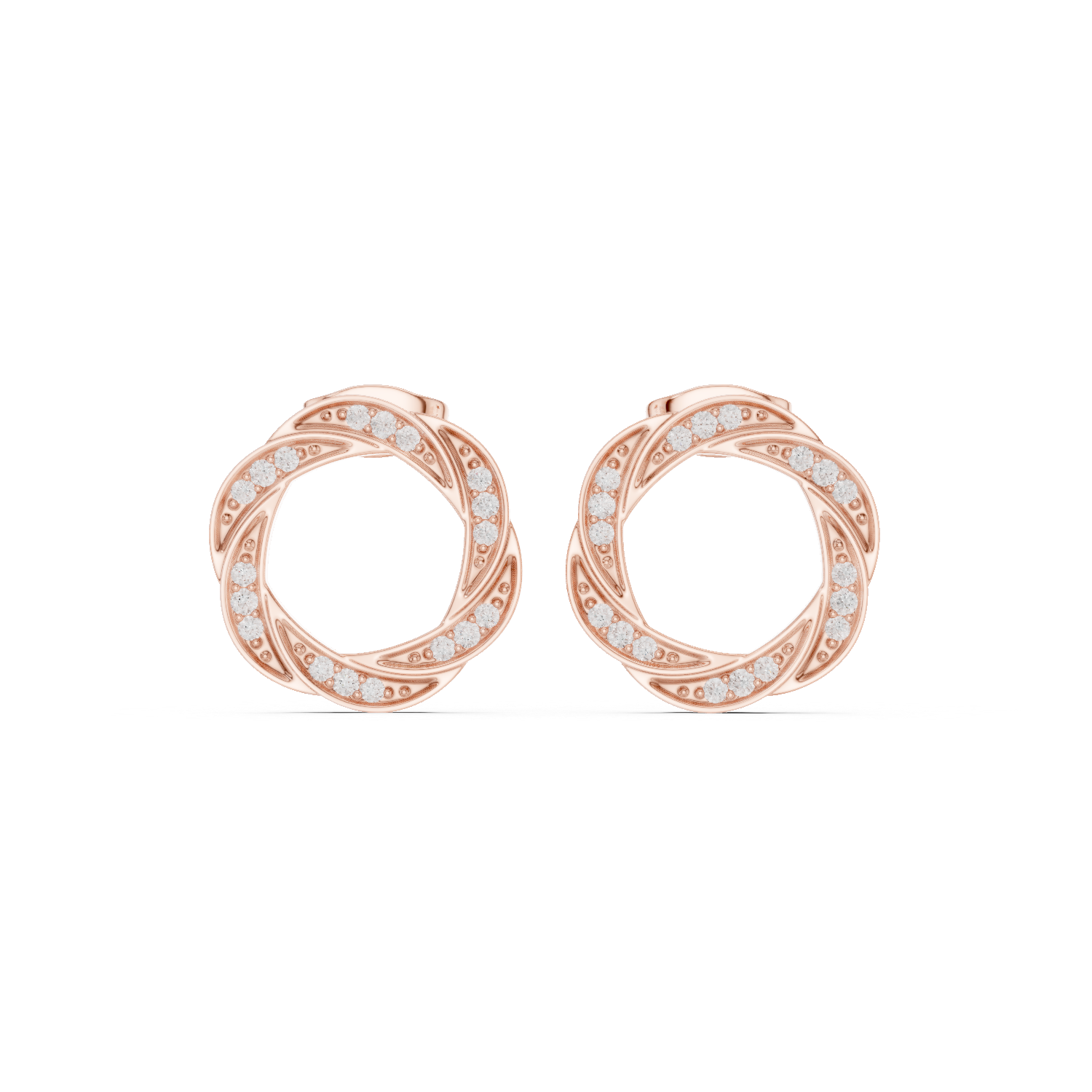 Gold Twisted Halo Round Lab Grown Diamond Lysra Earring