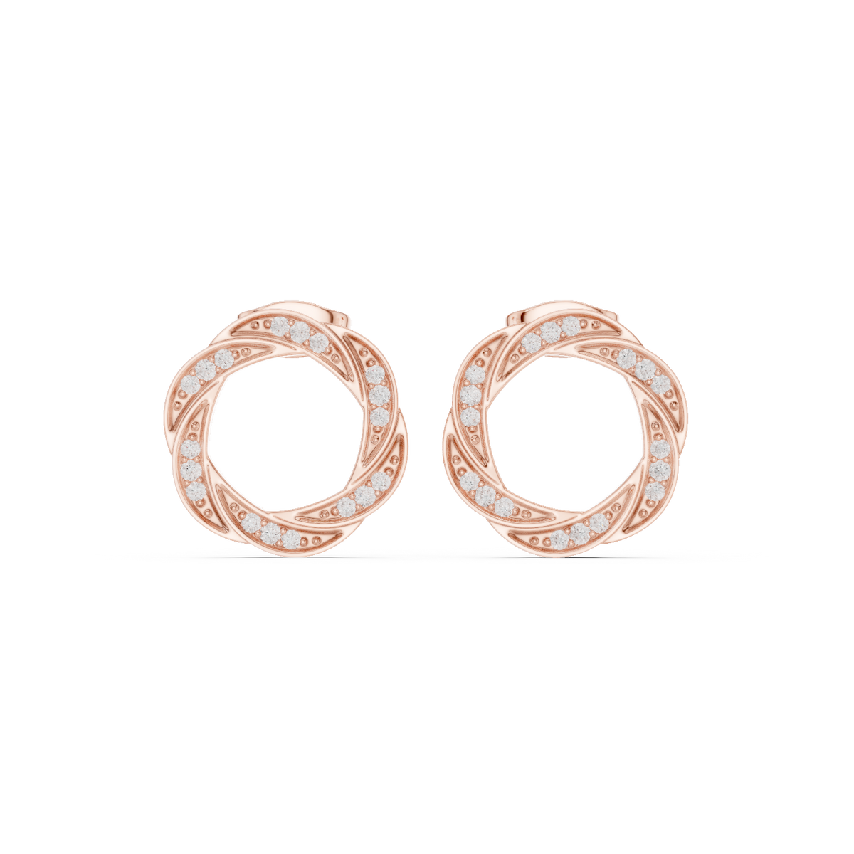 Gold Twisted Halo Round Lab Grown Diamond Lysra Earring