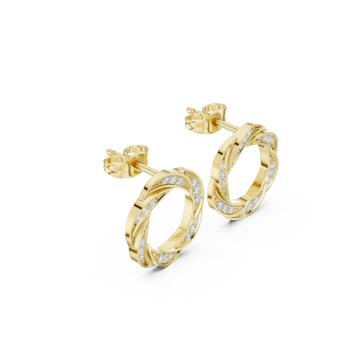 Gold Twisted Halo Round Lab Grown Diamond Lysra Earring
