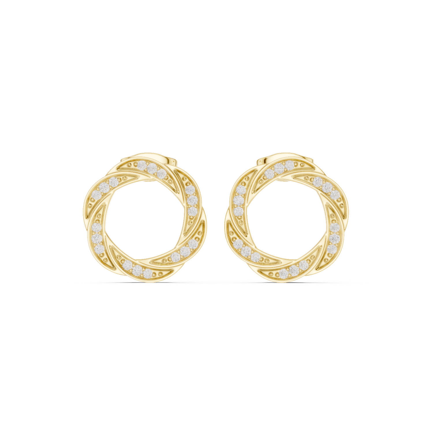 Gold Twisted Halo Round Lab Grown Diamond Lysra Earring