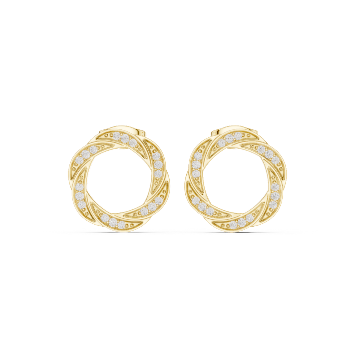 Gold Twisted Halo Round Lab Grown Diamond Lysra Earring