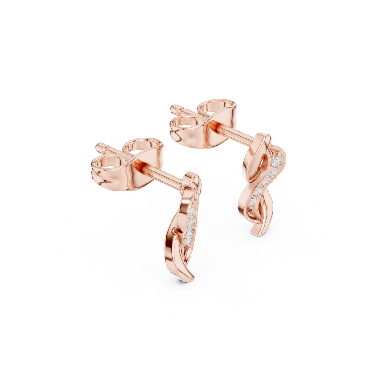 Gold Swirl Twisted Leaf Design Round Lab Grown Diamond Nalya Earring
