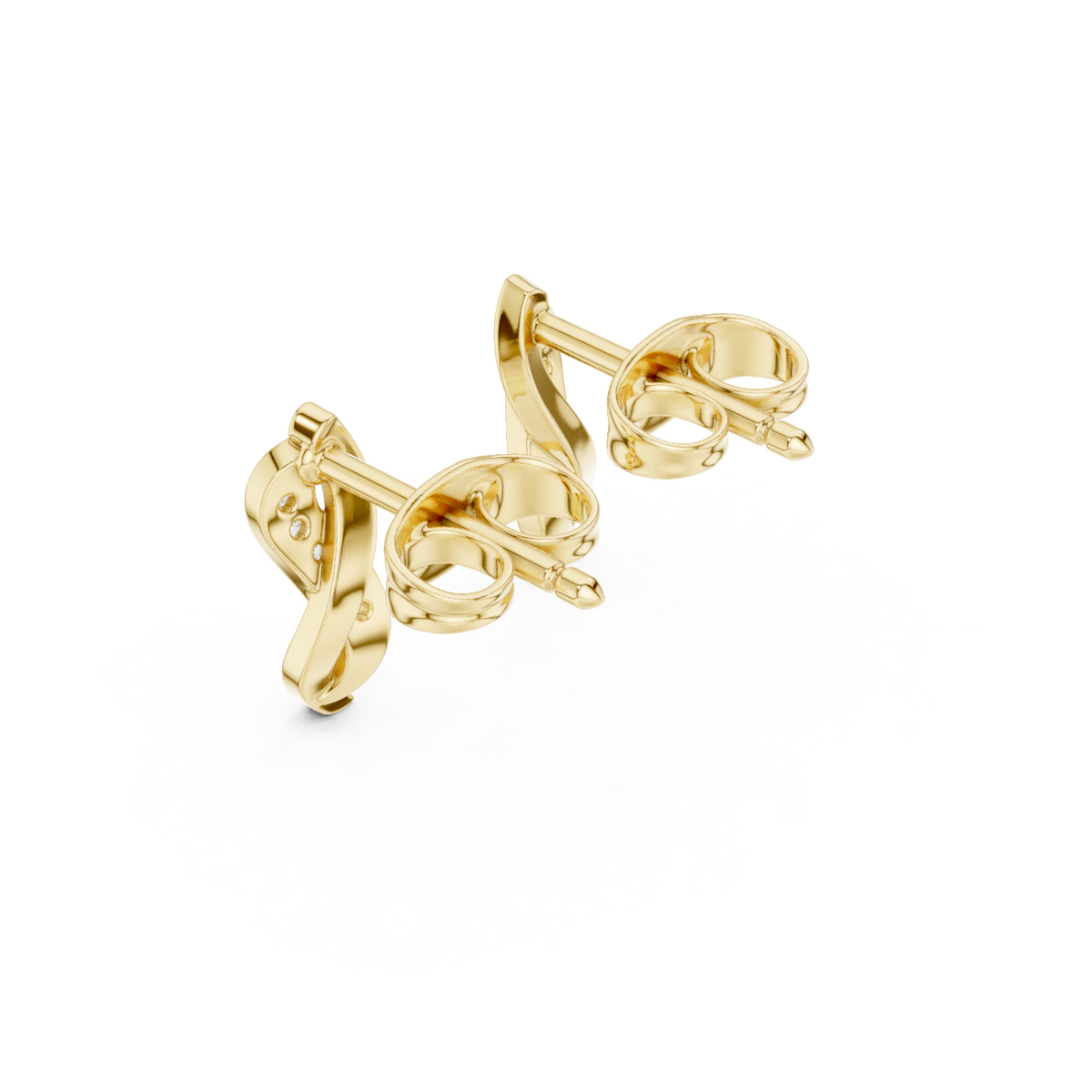 Gold Swirl Twisted Leaf Design Round Lab Grown Diamond Nalya Earring