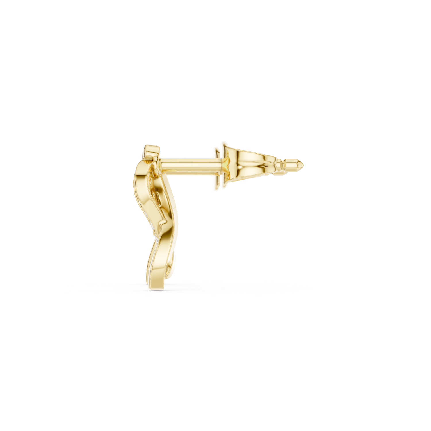 Gold Swirl Twisted Leaf Design Round Lab Grown Diamond Nalya Earring