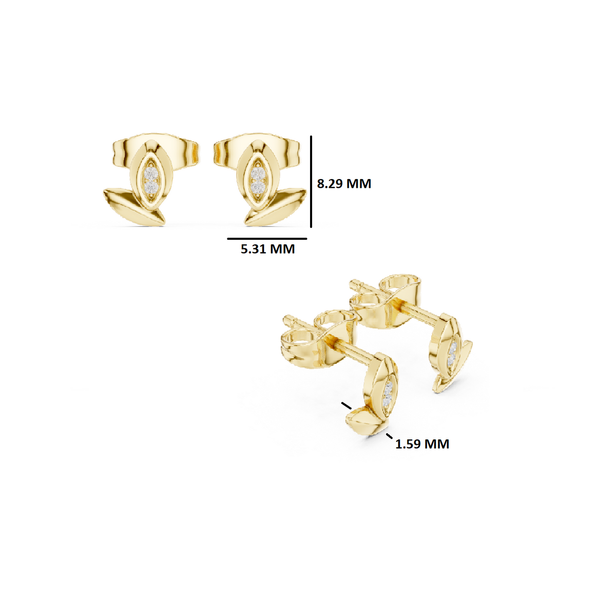 Gold Petal Cluster Round Lab Grown Diamond Sivon Earring