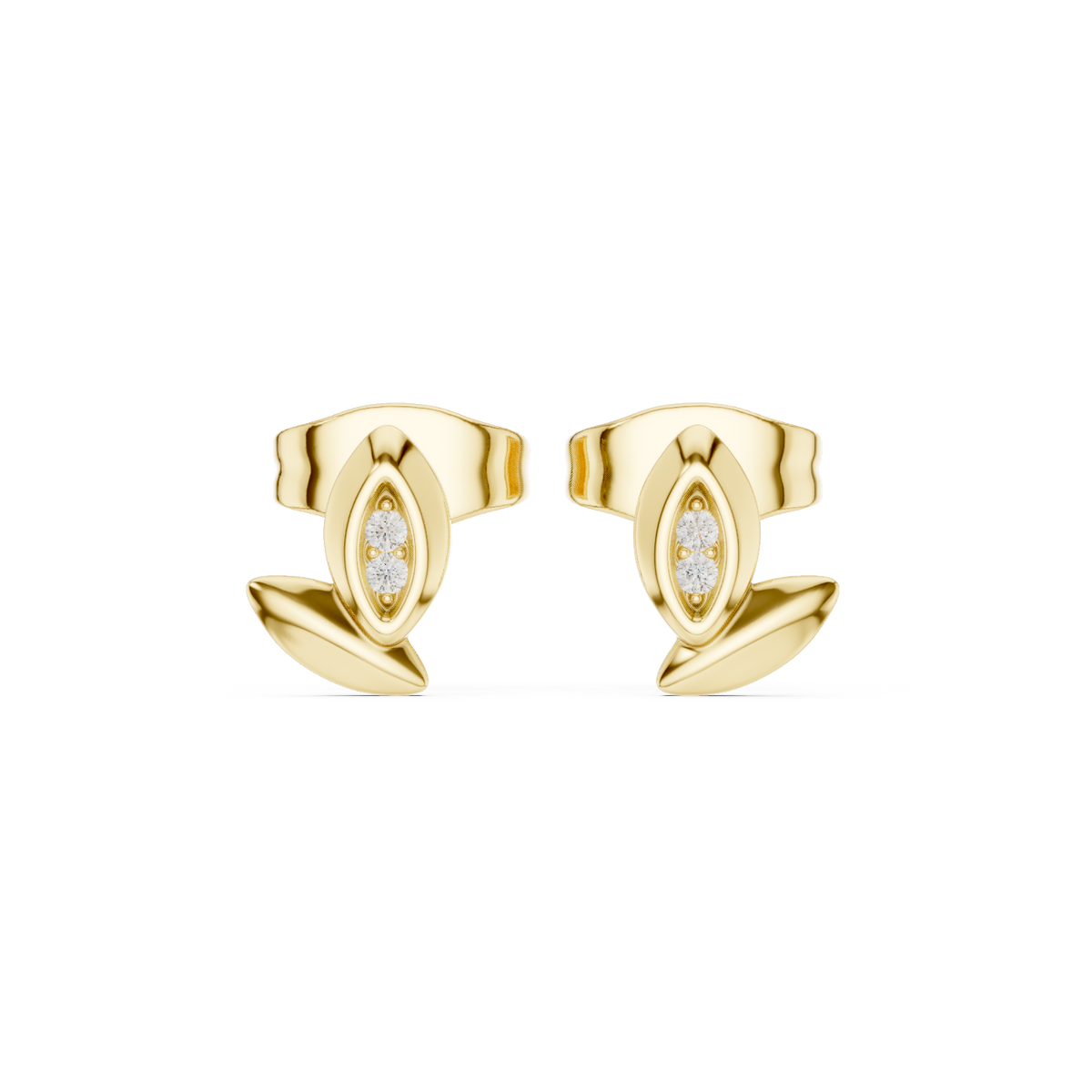 Gold Petal Cluster Round Lab Grown Diamond Sivon Earring