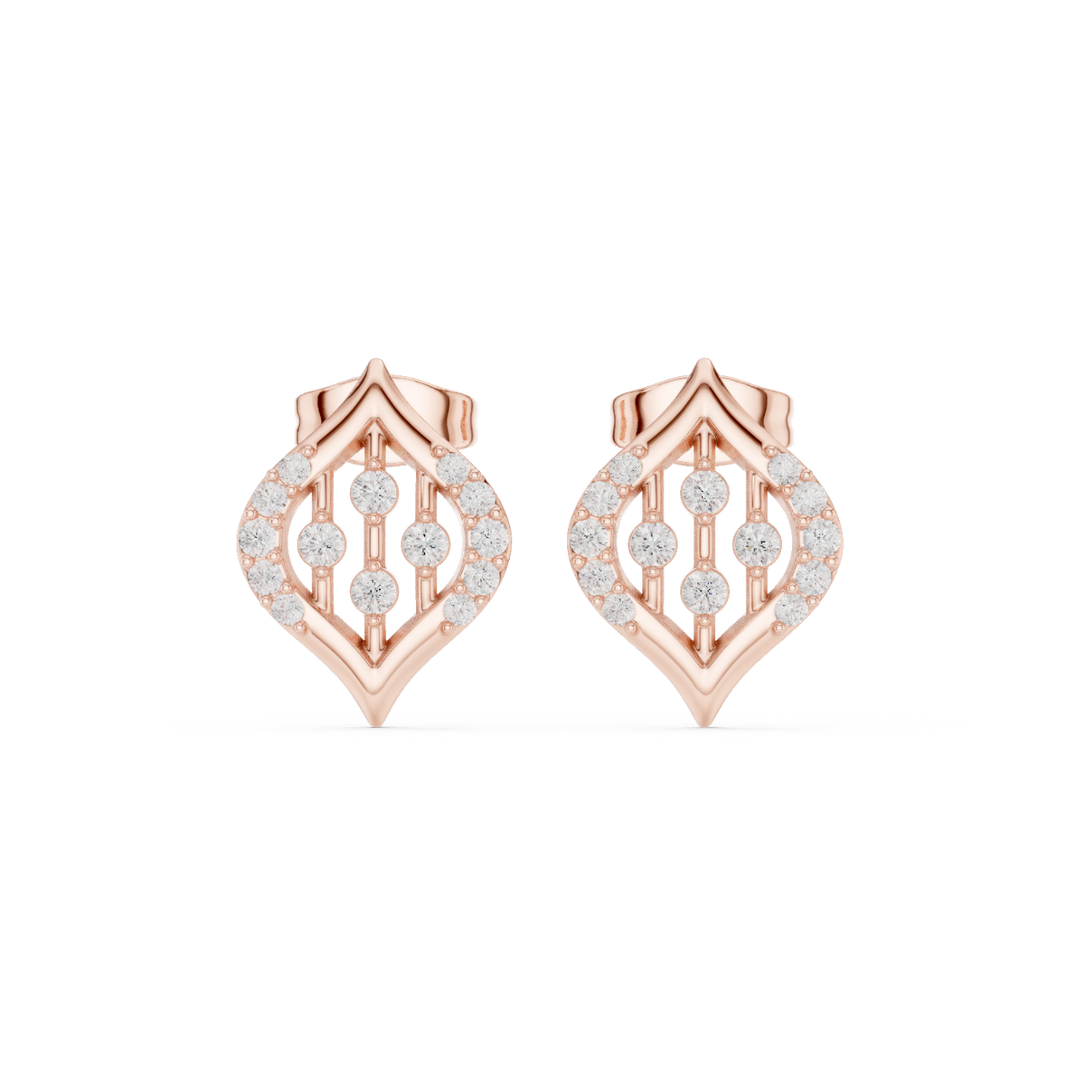 Gold Swirl Pave Round Lab Grown Diamond Rovyn Earring
