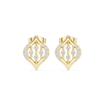Gold Swirl Pave Round Lab Grown Diamond Rovyn Earring