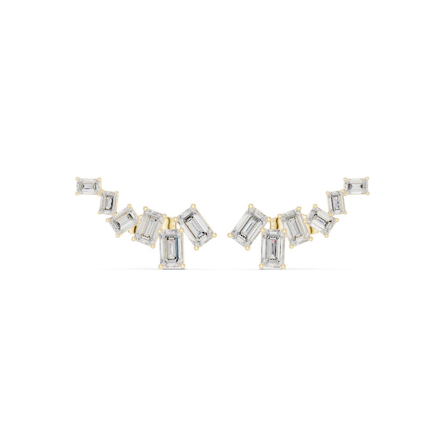 Gold 3Ct Geometric Cluster Emerald Lab Grown Diamond Myrex Earring