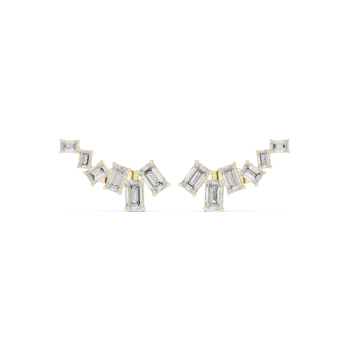 Gold 3Ct Geometric Cluster Emerald Lab Grown Diamond Myrex Earring