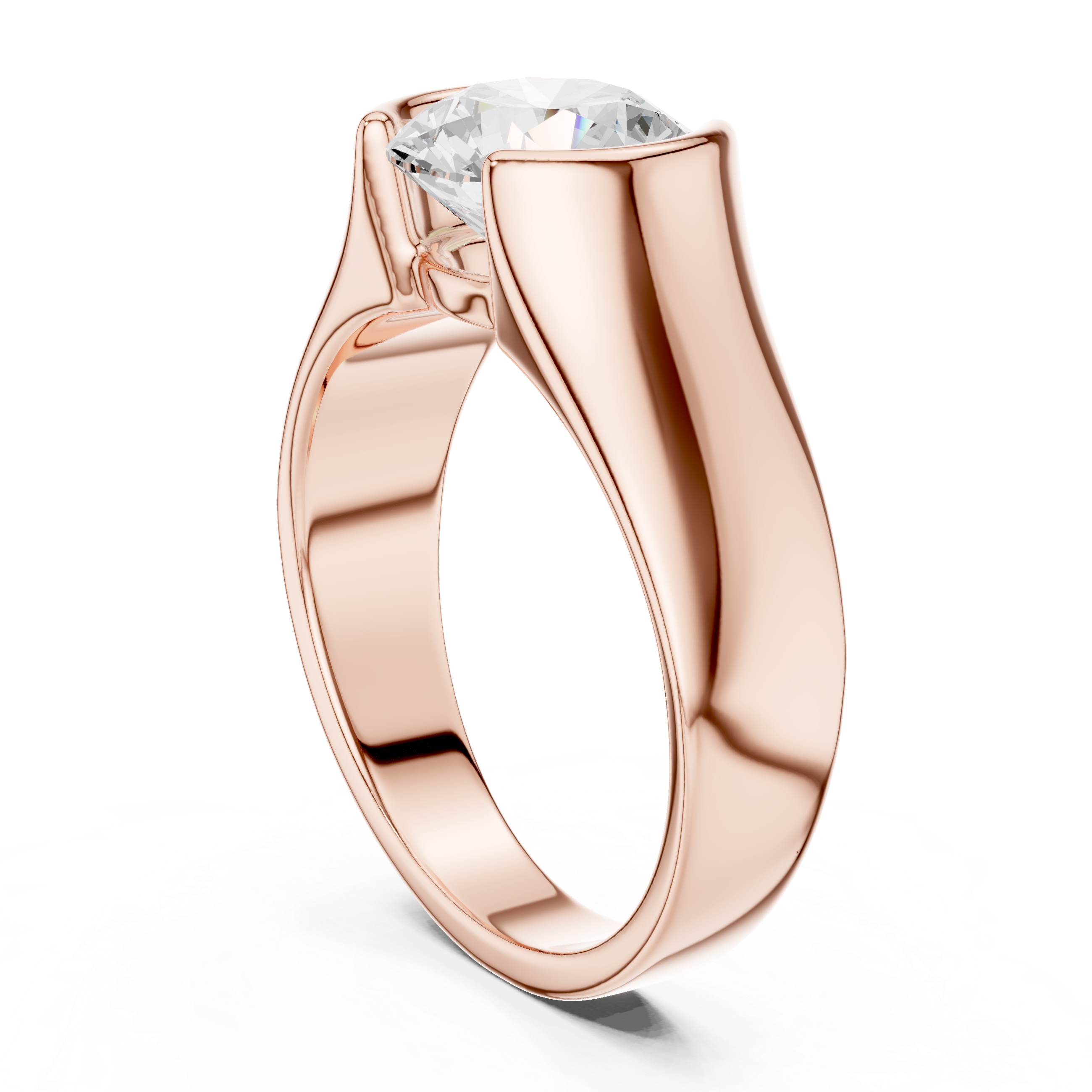 Gold 1 5Ct Bezel Setting Round Lab Grown Diamond Solix Ring