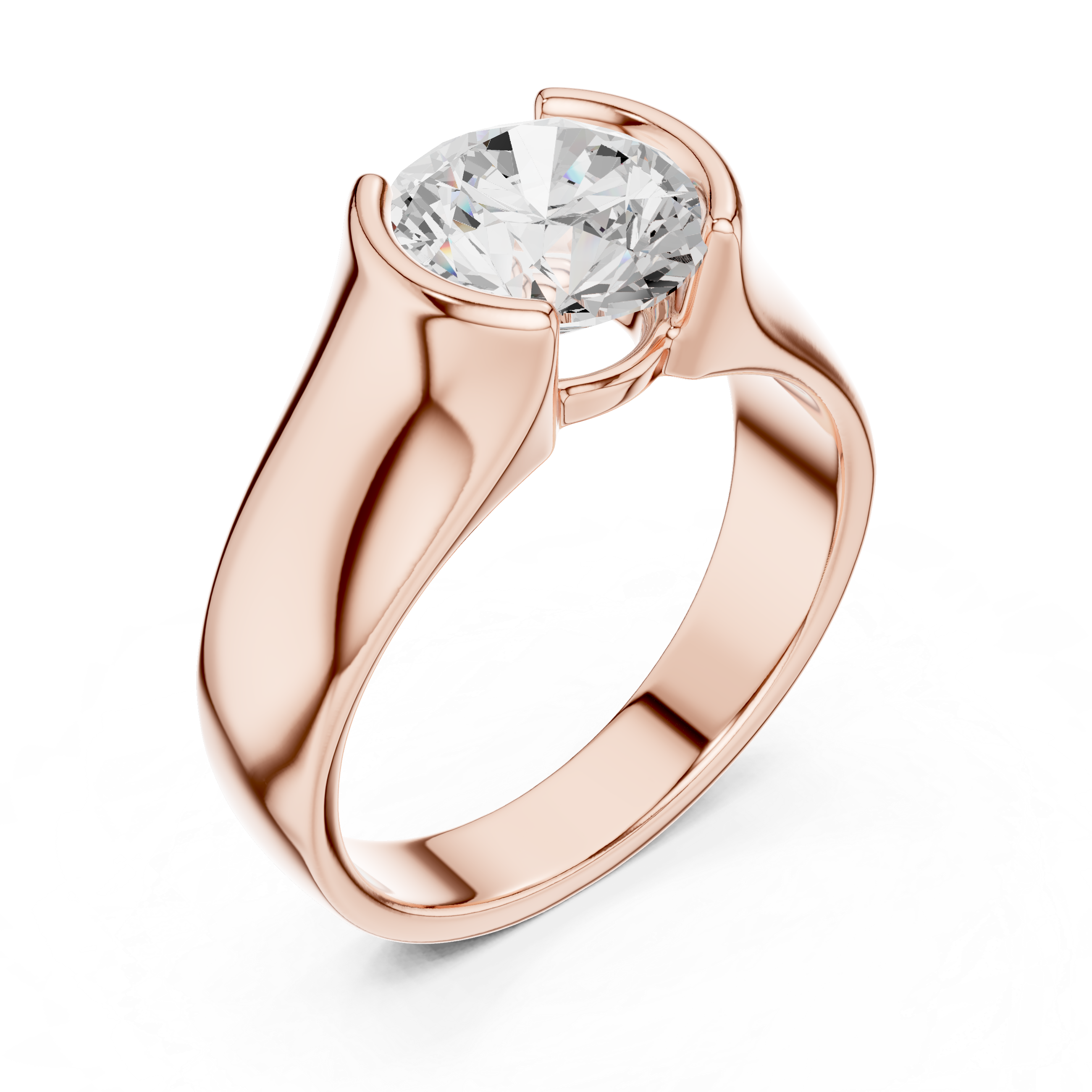 Gold 1 5Ct Bezel Setting Round Lab Grown Diamond Solix Ring