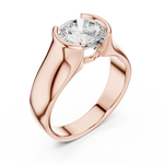 Gold 1 5Ct Bezel Setting Round Lab Grown Diamond Solix Ring