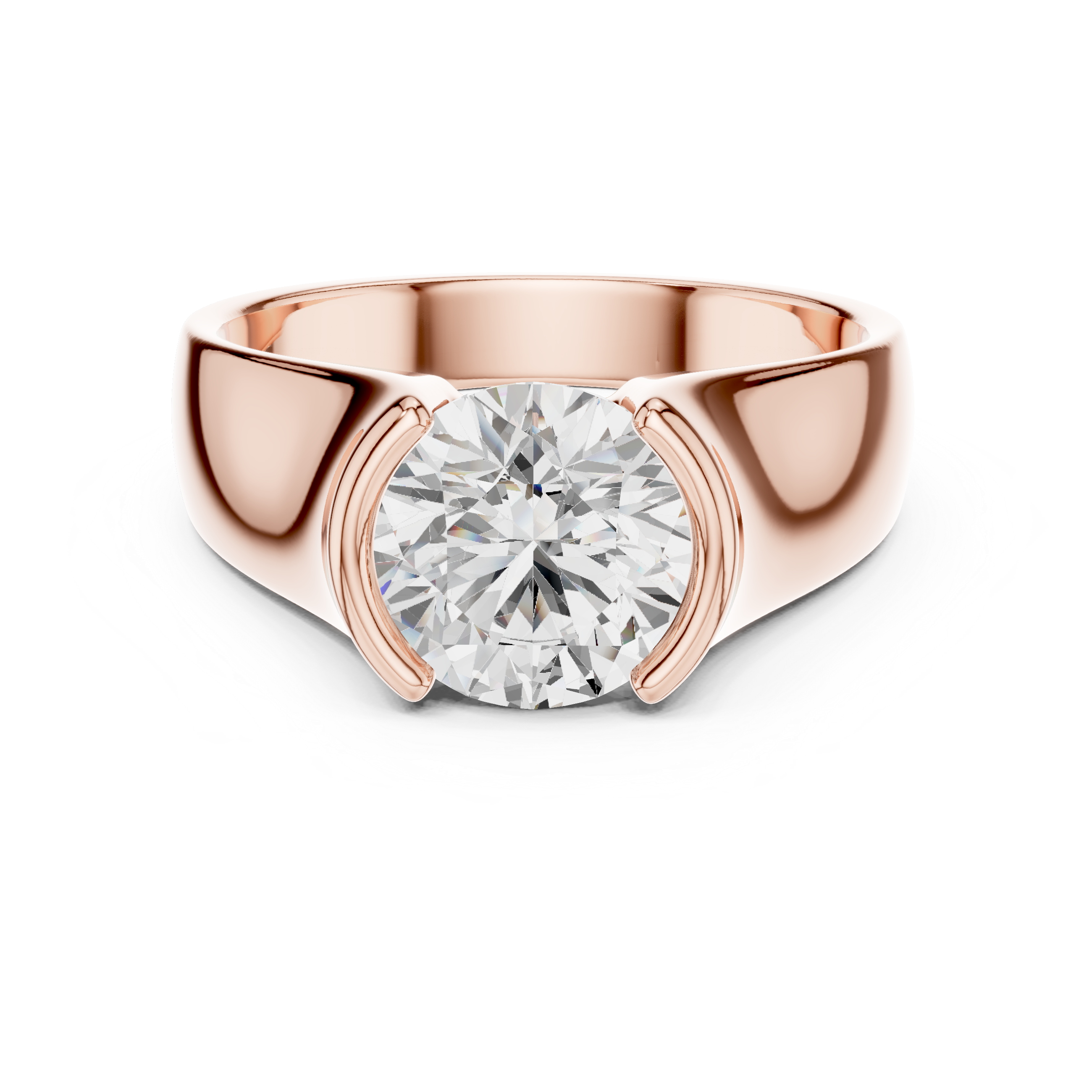 Gold 1 5Ct Bezel Setting Round Lab Grown Diamond Solix Ring