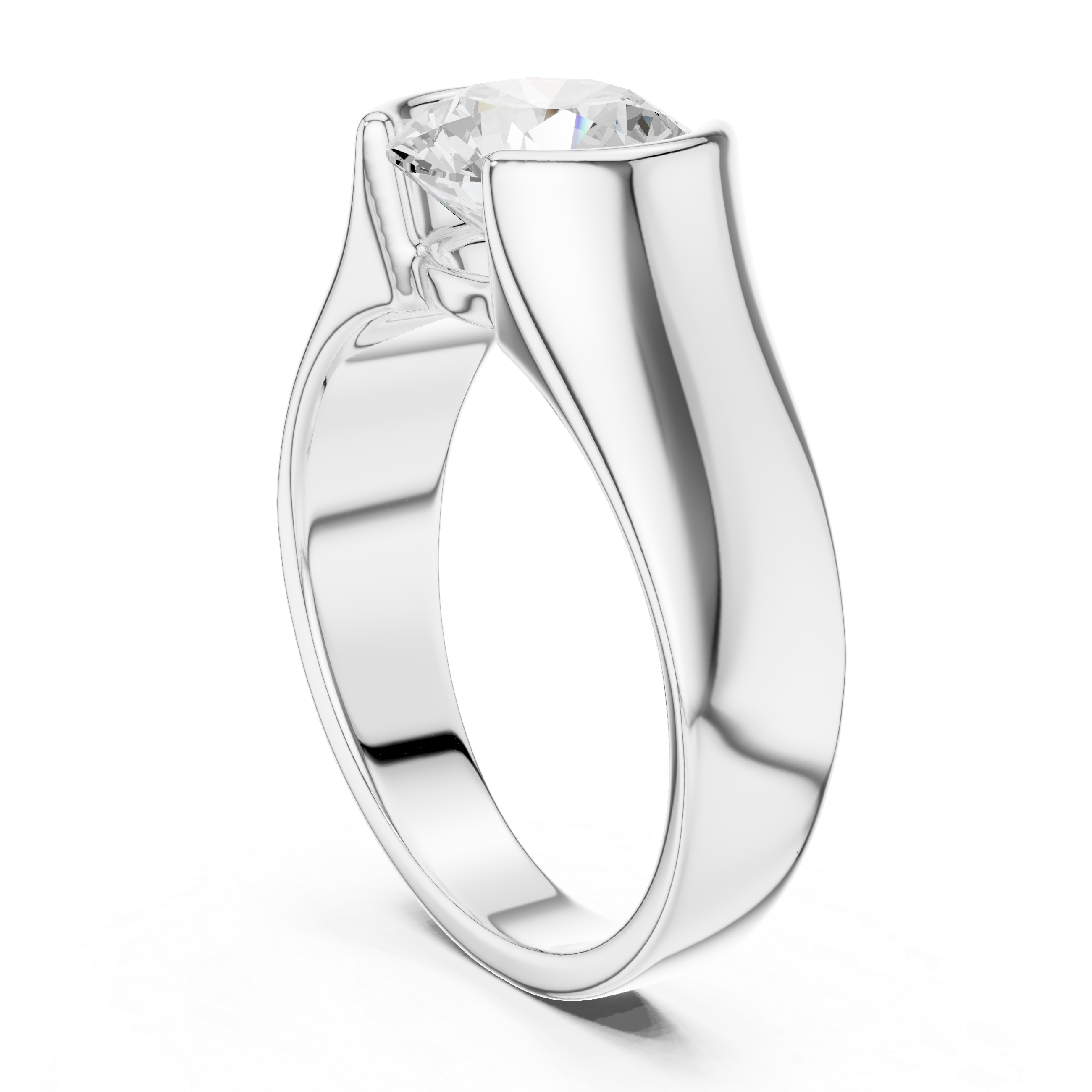 Gold 1 5Ct Bezel Setting Round Lab Grown Diamond Solix Ring