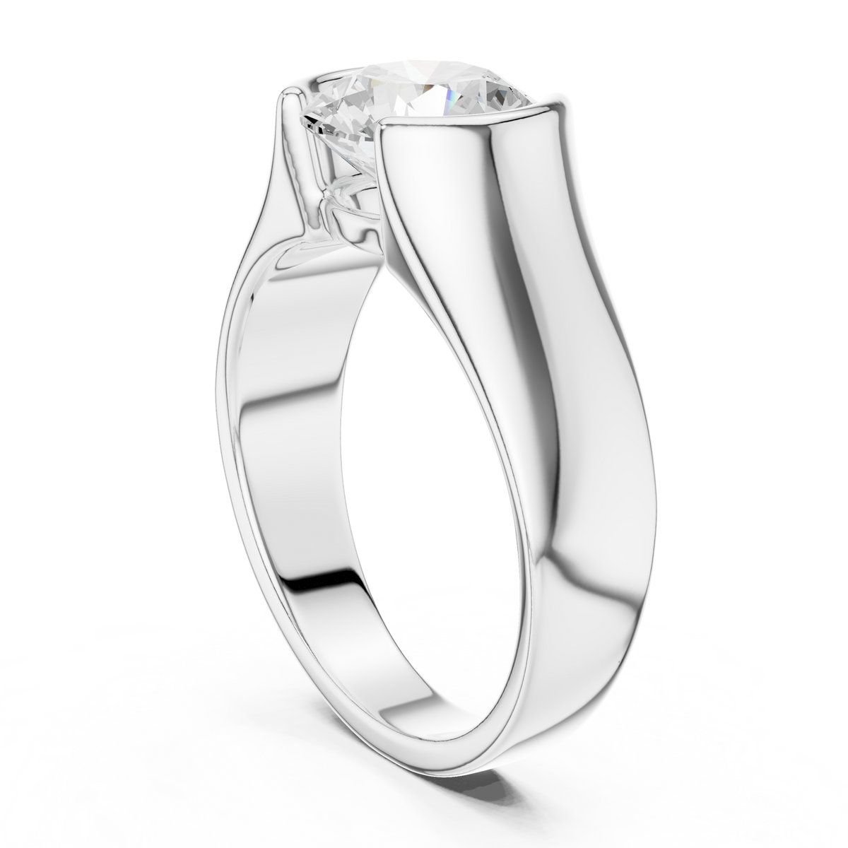 Gold 1 5Ct Bezel Setting Round Lab Grown Diamond Solix Ring