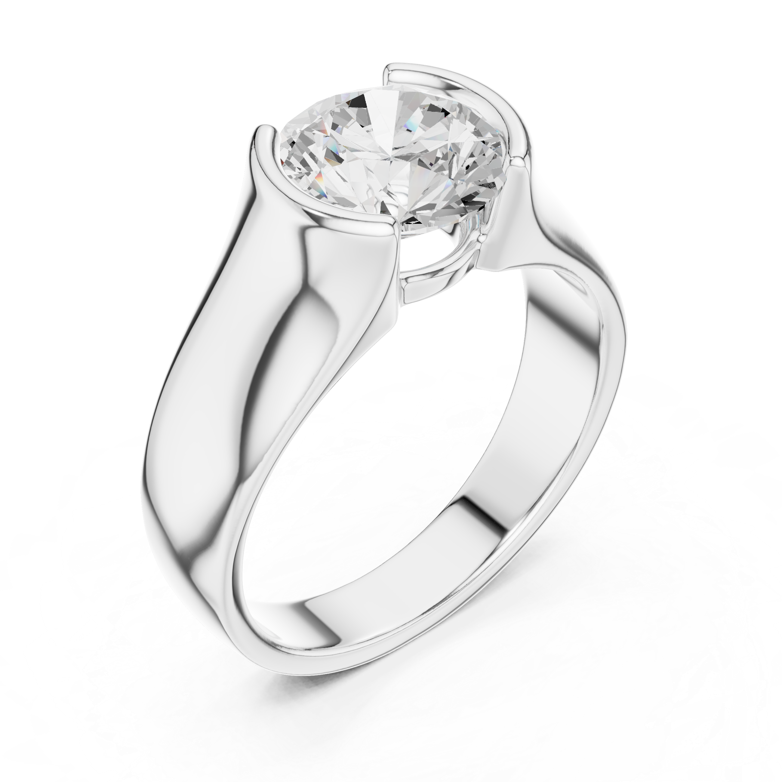 Gold 1 5Ct Bezel Setting Round Lab Grown Diamond Solix Ring