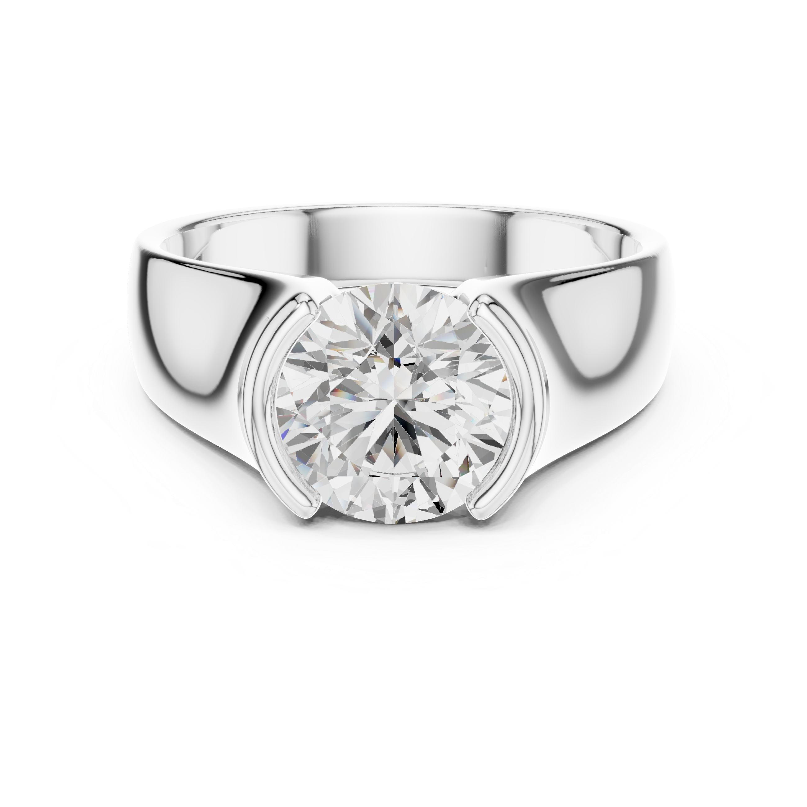 Gold 1 5Ct Bezel Setting Round Lab Grown Diamond Solix Ring