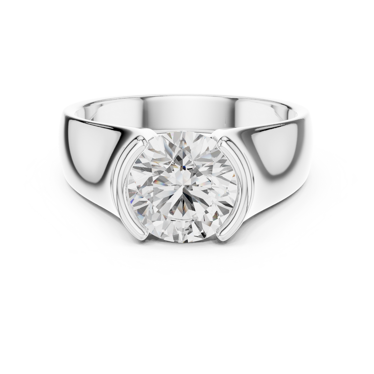 Gold 1 5Ct Bezel Setting Round Lab Grown Diamond Solix Ring