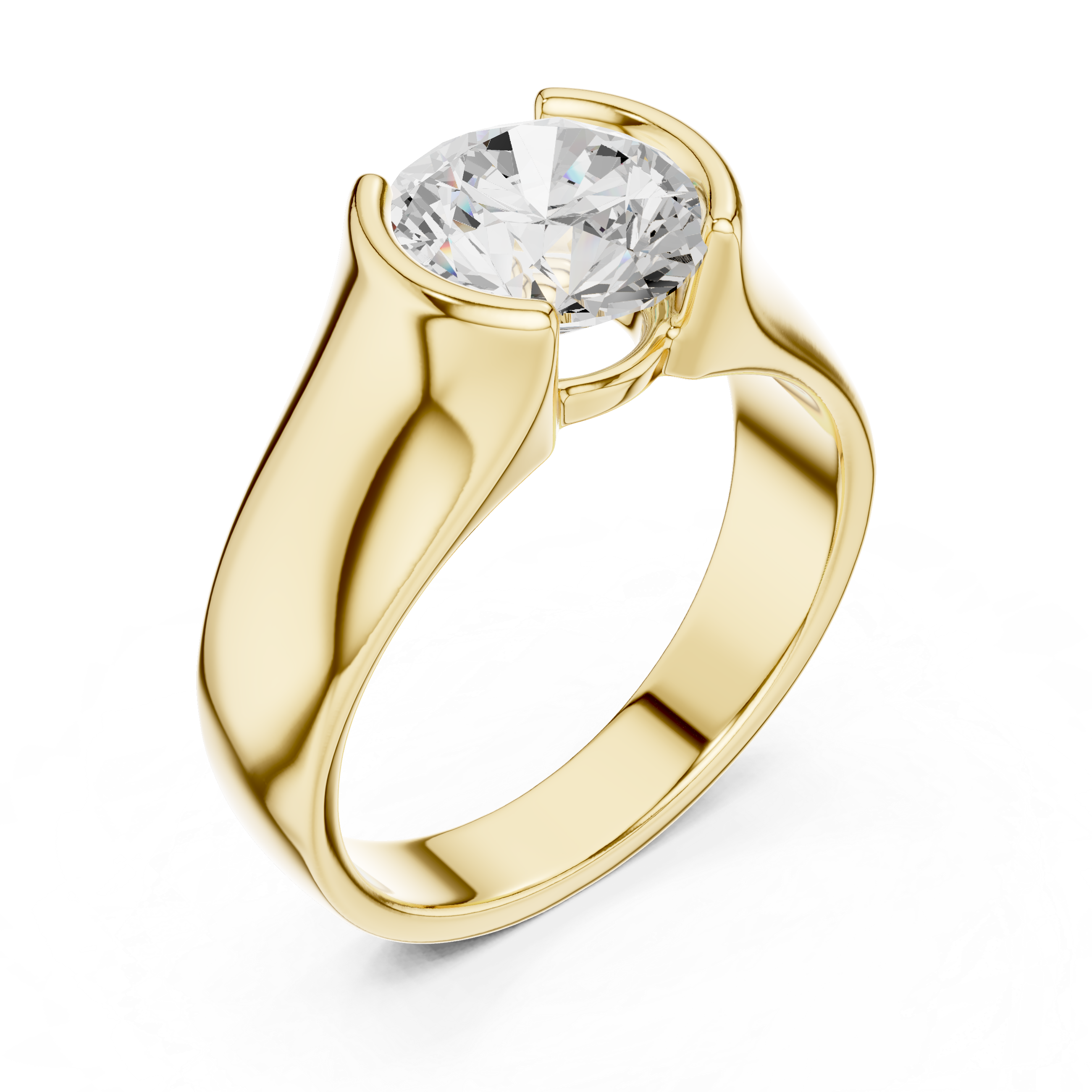 Gold 1 5Ct Bezel Setting Round Lab Grown Diamond Solix Ring