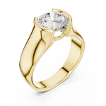 Gold 1 5Ct Bezel Setting Round Lab Grown Diamond Solix Ring