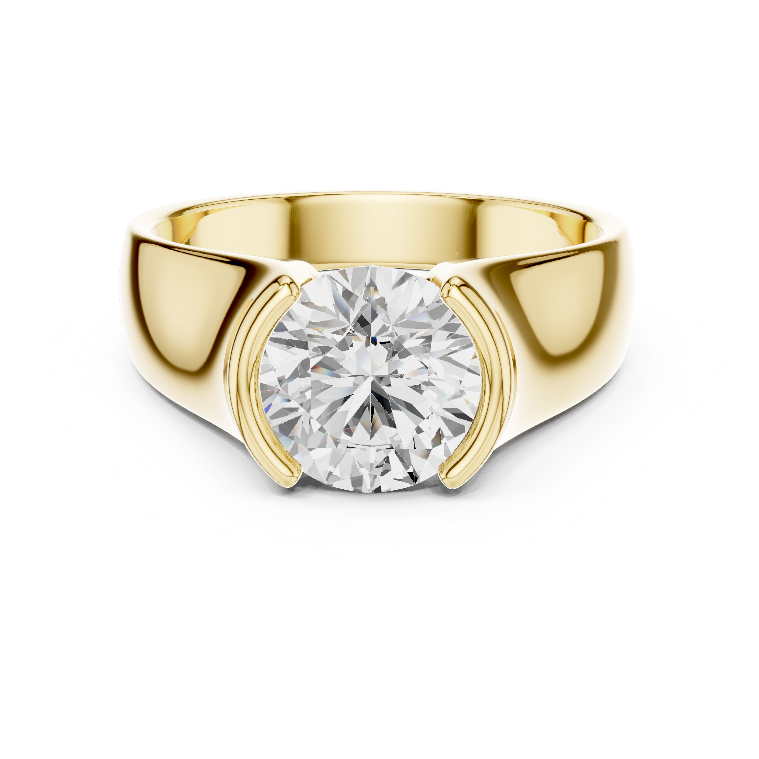 Gold 1 5Ct Bezel Setting Round Lab Grown Diamond Solix Ring