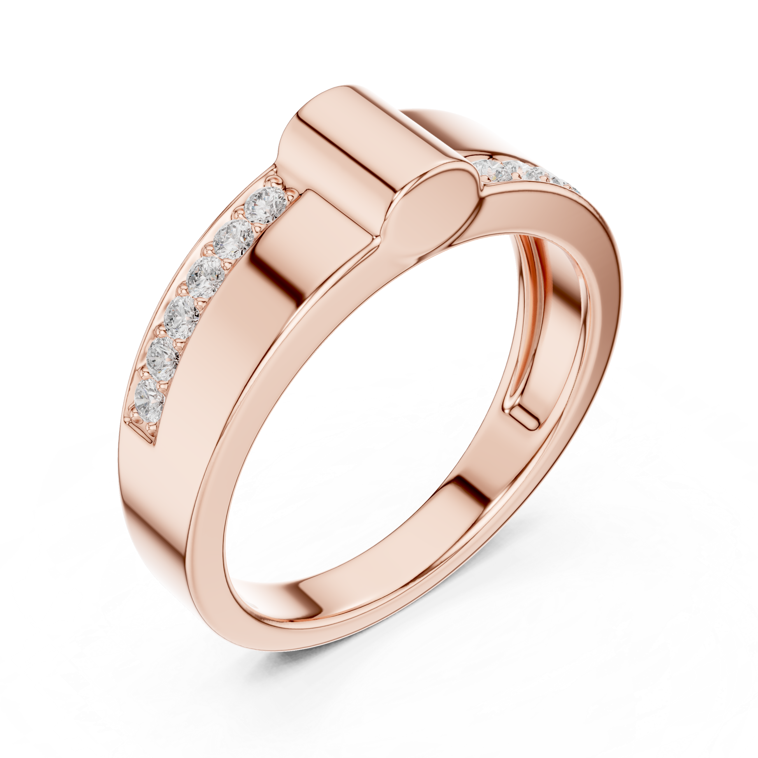 Gold Channel Set Round Lab Grown Diamond Morva Ring