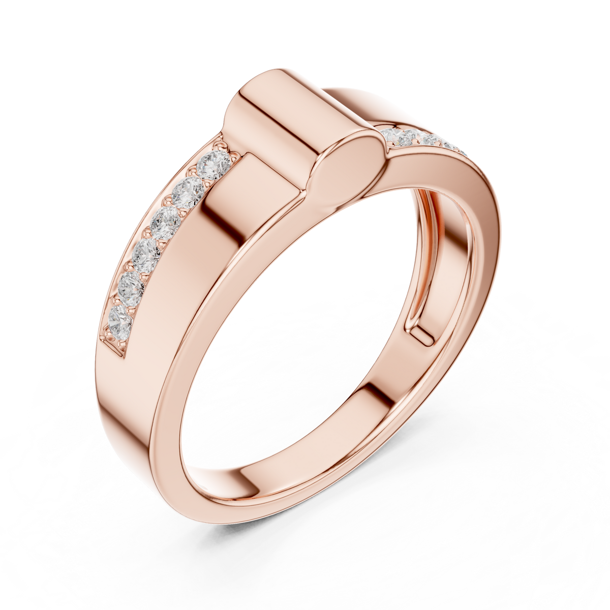 Gold Channel Set Round Lab Grown Diamond Morva Ring