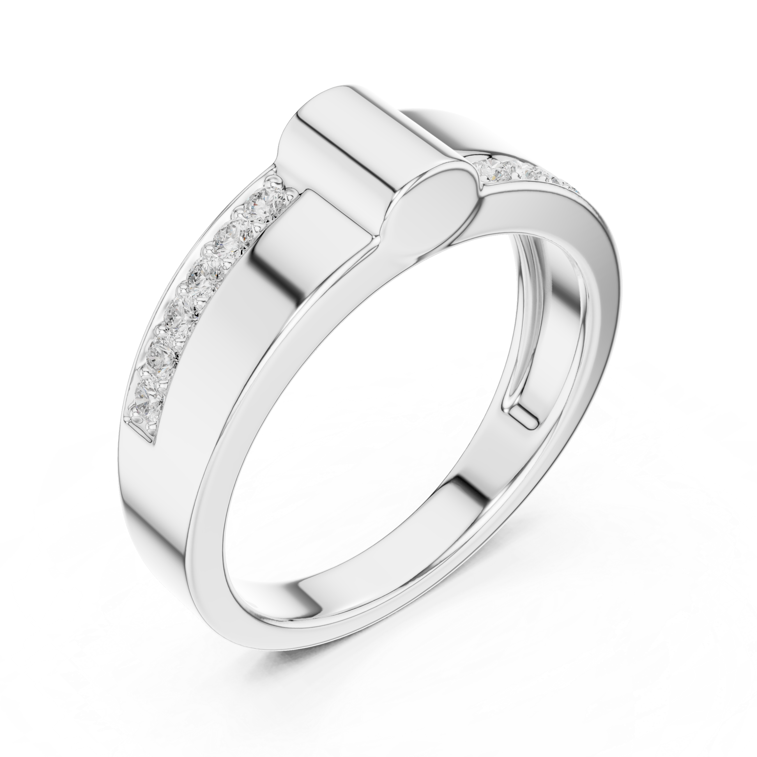 Gold Channel Set Round Lab Grown Diamond Morva Ring