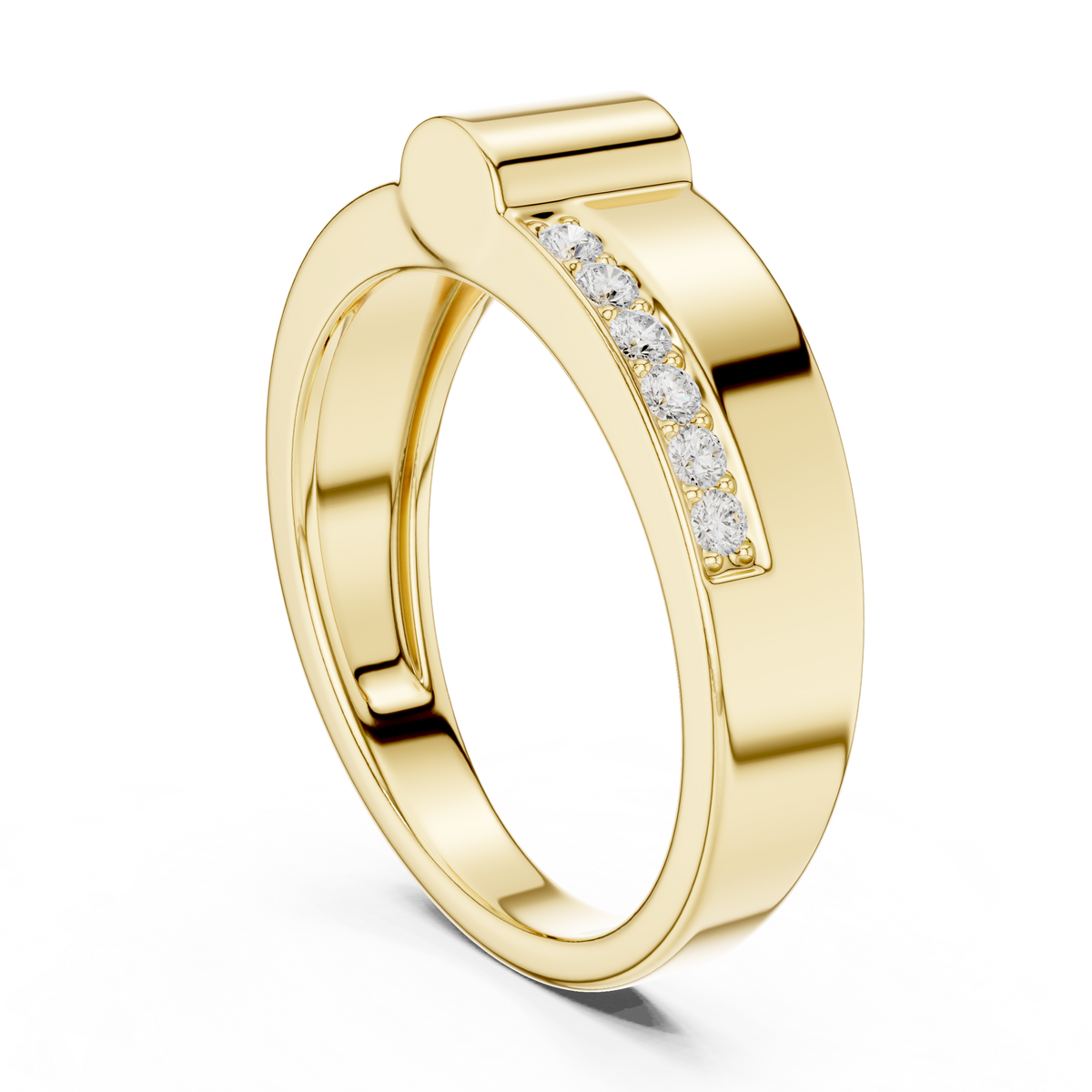 Gold Channel Set Round Lab Grown Diamond Morva Ring