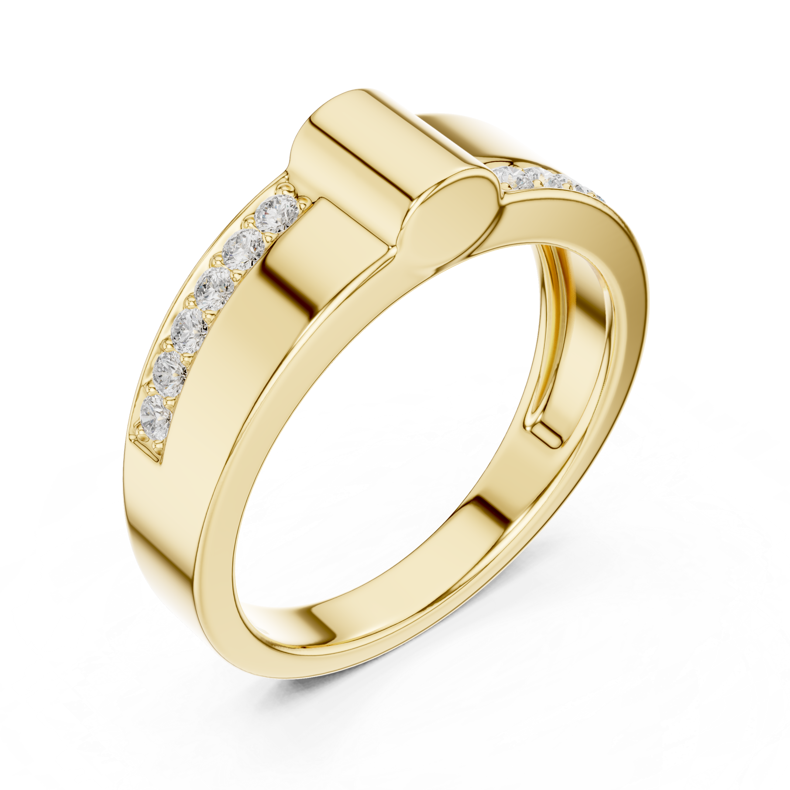 Gold Channel Set Round Lab Grown Diamond Morva Ring