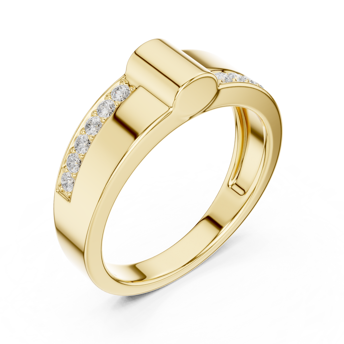 Gold Channel Set Round Lab Grown Diamond Morva Ring