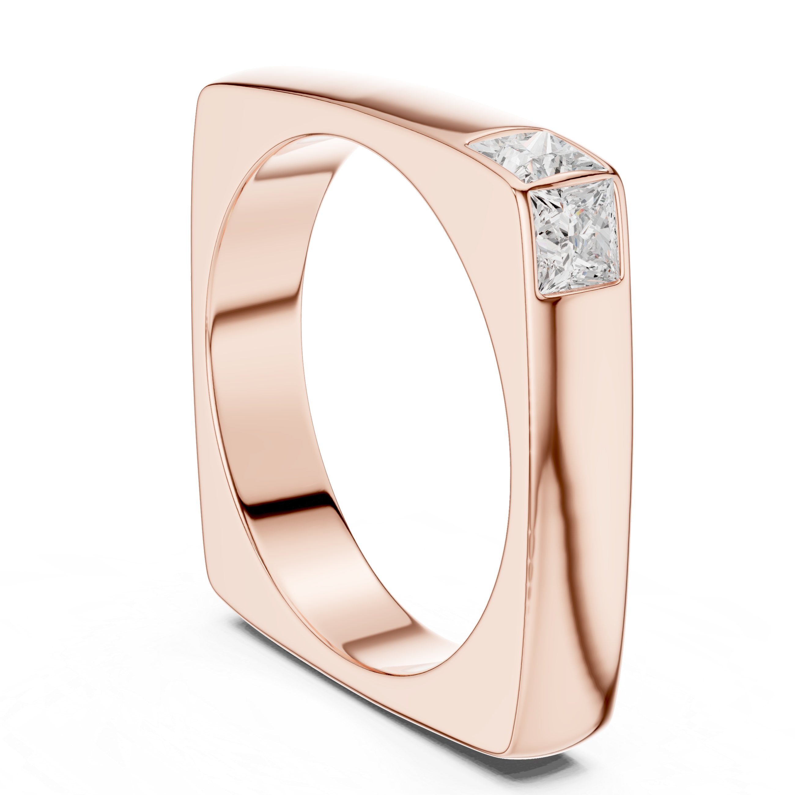 Gold Bezel Setting Princess Lab Grown Diamond Zyron Ring